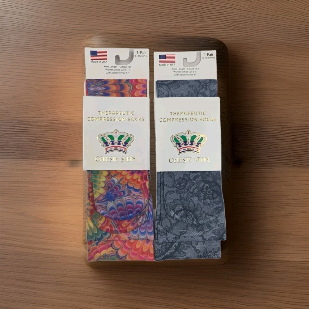 Celeste Stein Therapeutic Compressions Knee Length Women's Socks Size 5-11 Set